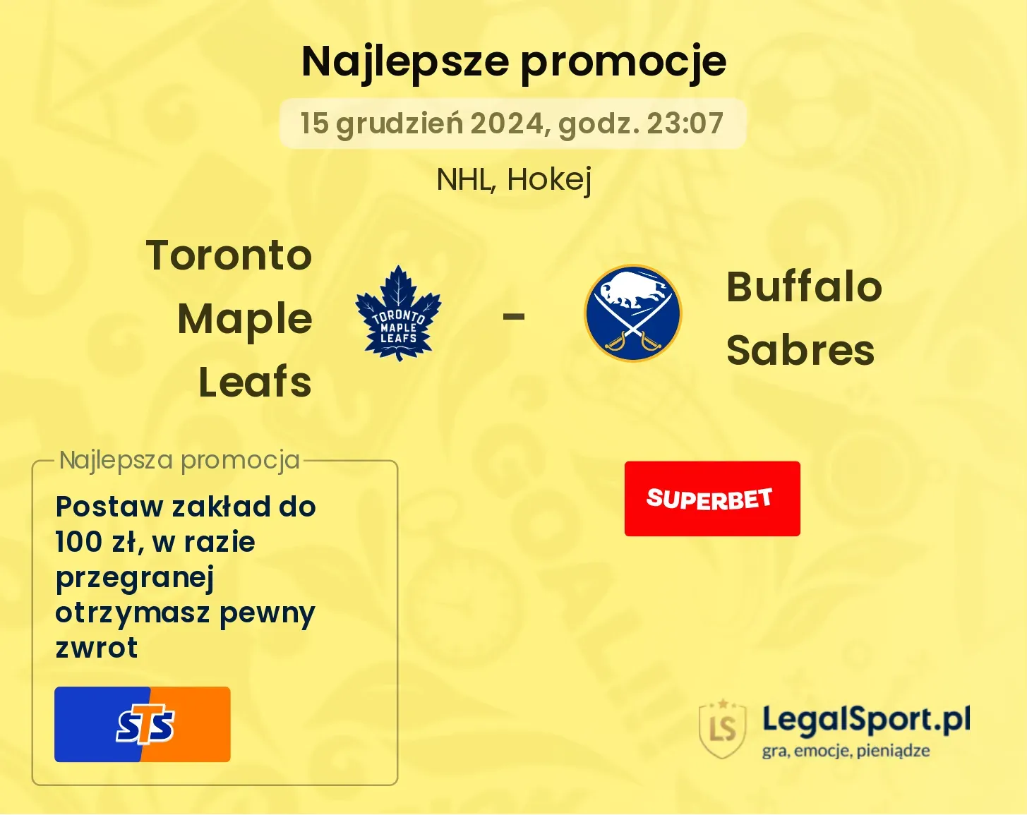 Toronto Maple Leafs - Buffalo Sabres promocje bonusy na mecz