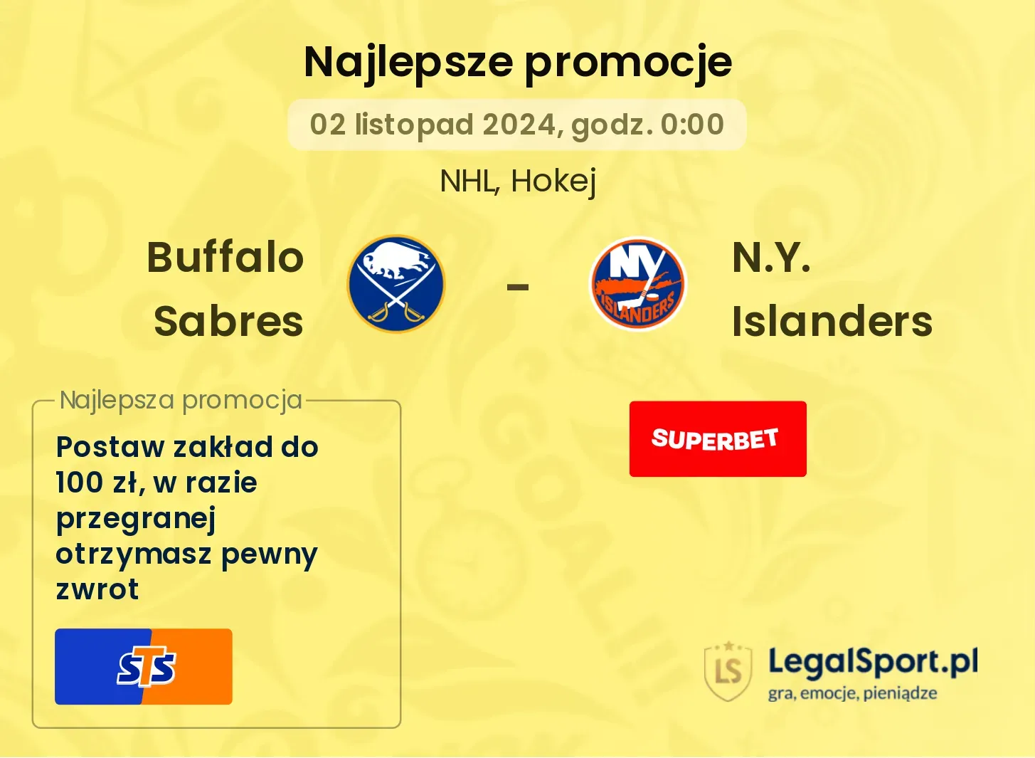 Buffalo Sabres - N.Y. Islanders promocje bonusy na mecz