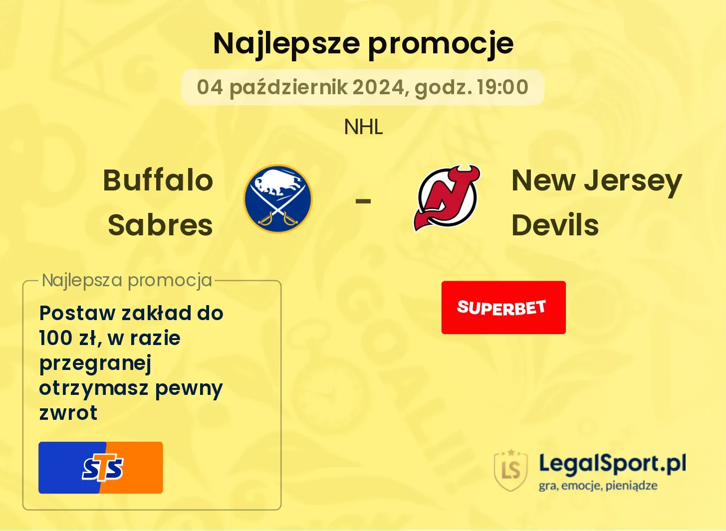 Buffalo Sabres - New Jersey Devils promocje bonusy na mecz