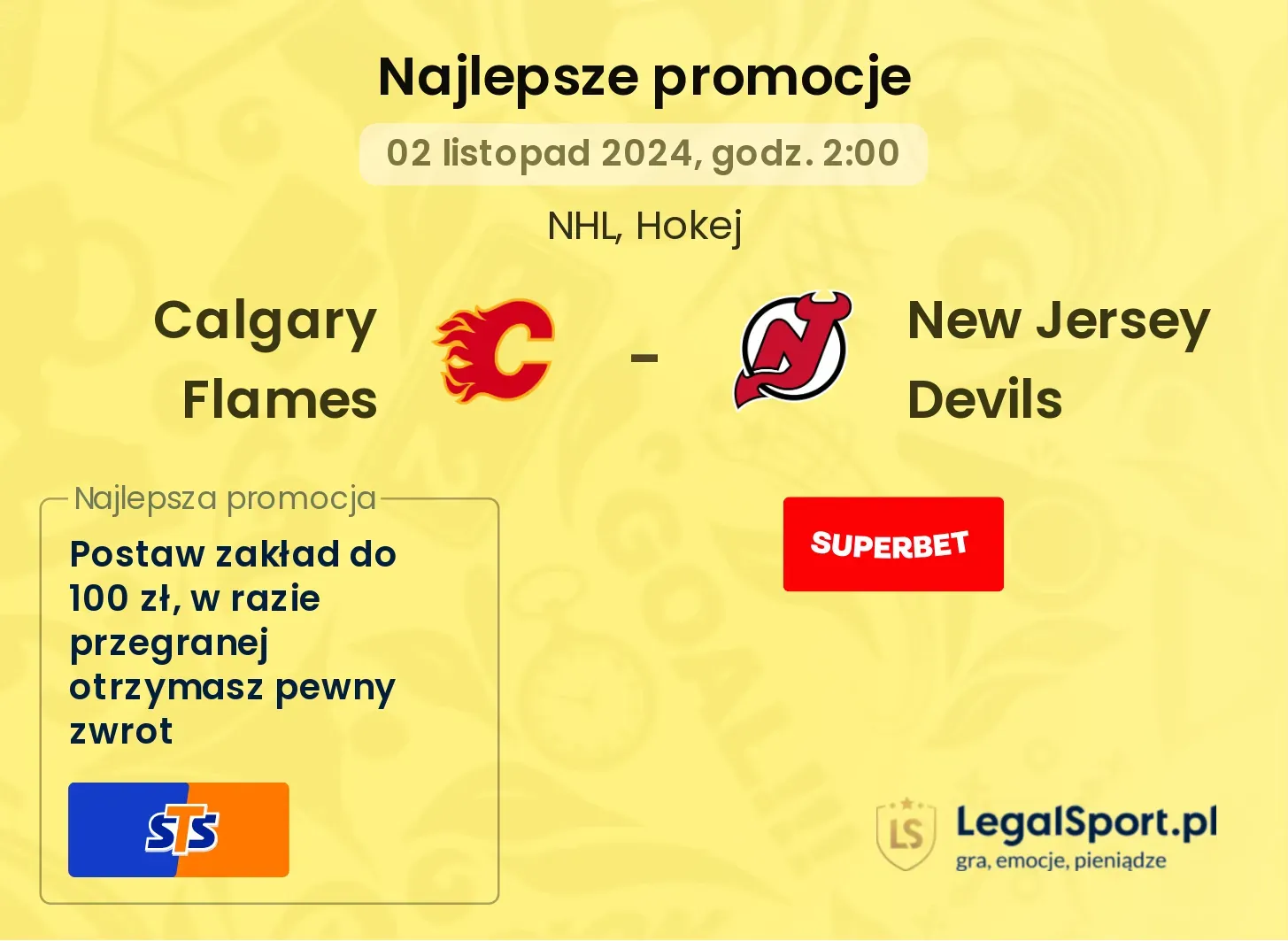 Calgary Flames - New Jersey Devils promocje bonusy na mecz