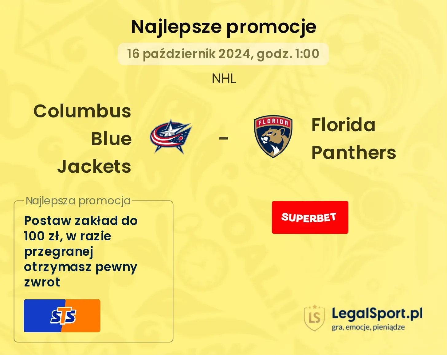 Columbus Blue Jackets - Florida Panthers promocje bonusy na mecz