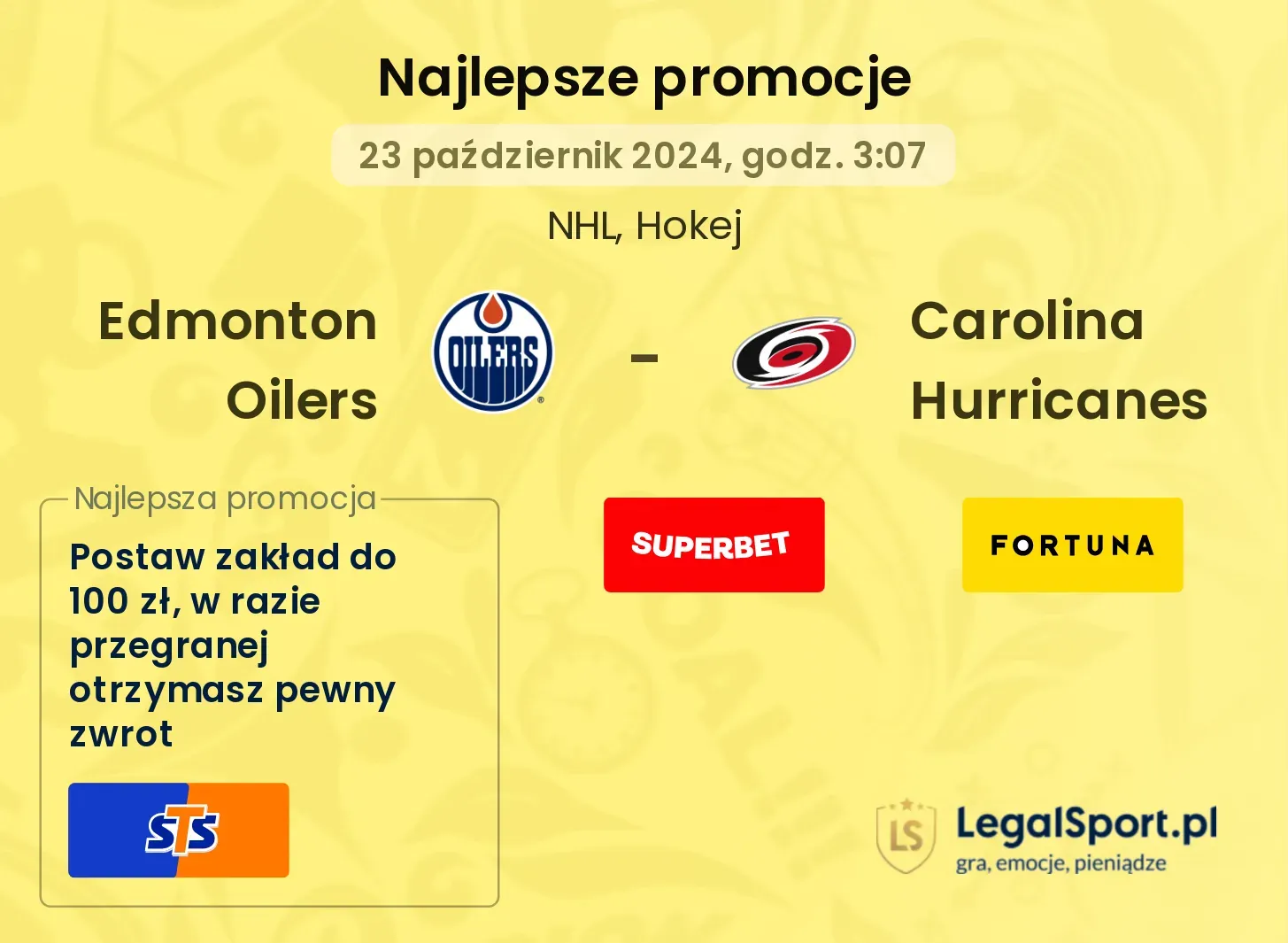 Edmonton Oilers - Carolina Hurricanes promocje bonusy na mecz