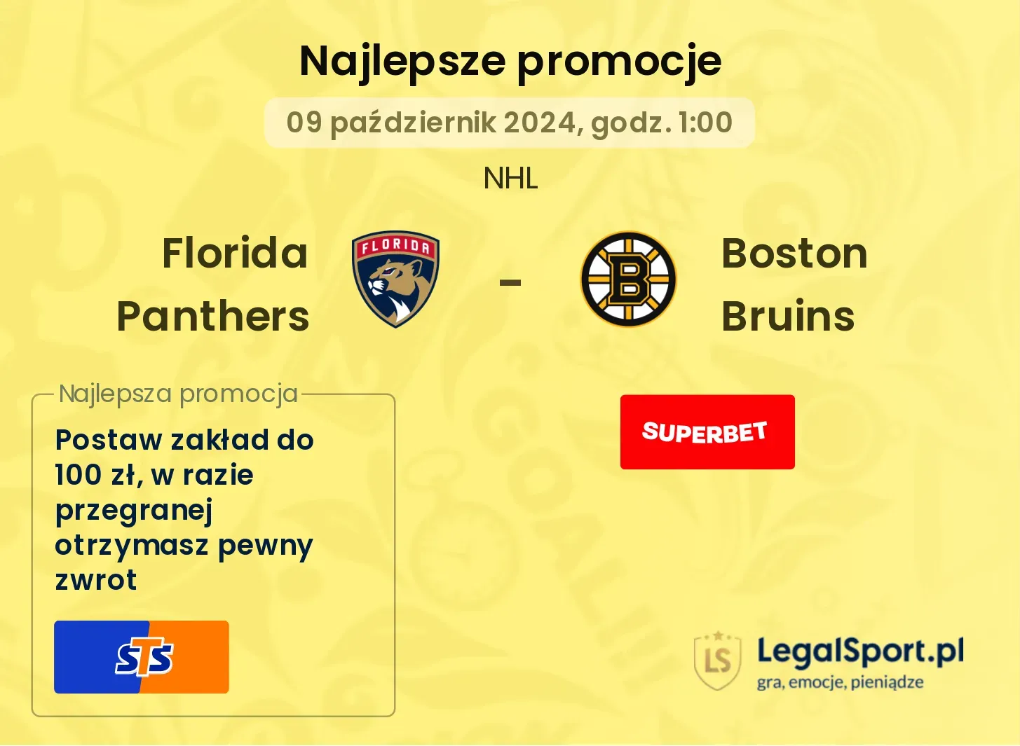 Florida Panthers - Boston Bruins promocje bonusy na mecz