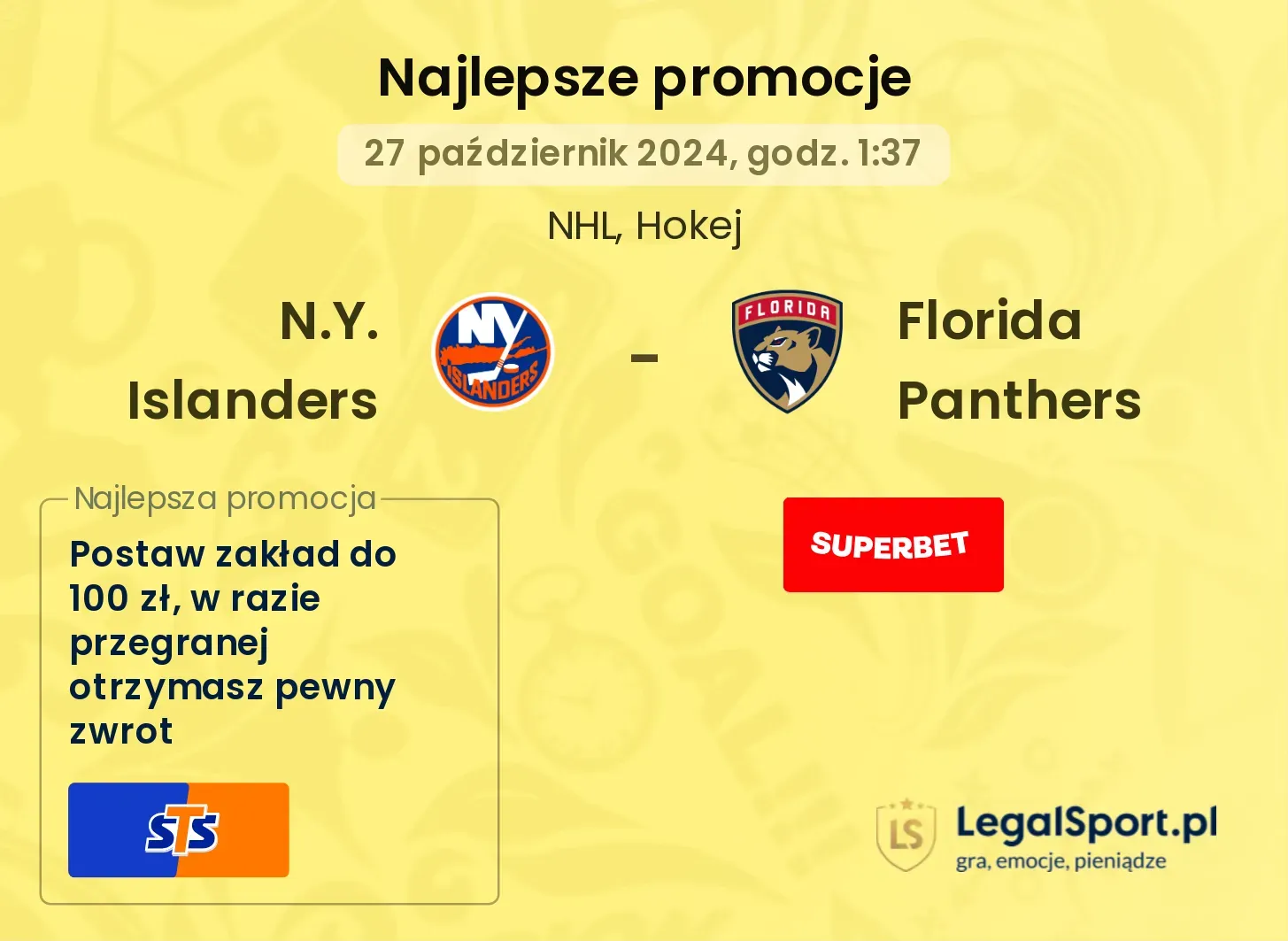 N.Y. Islanders - Florida Panthers promocje bonusy na mecz