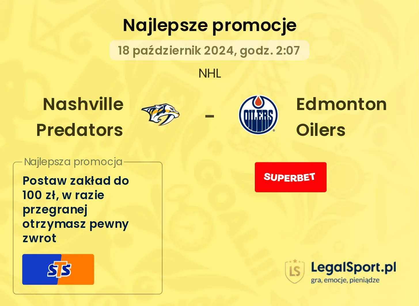 Nashville Predators - Edmonton Oilers promocje bonusy na mecz