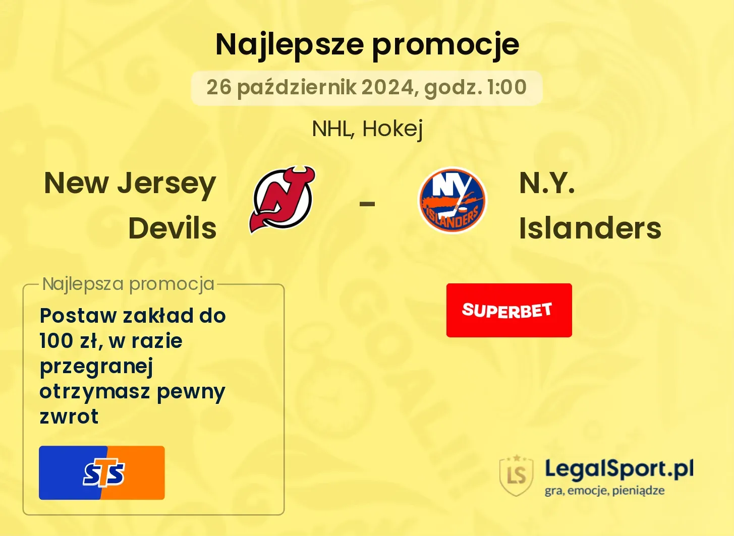 New Jersey Devils - N.Y. Islanders promocje bonusy na mecz