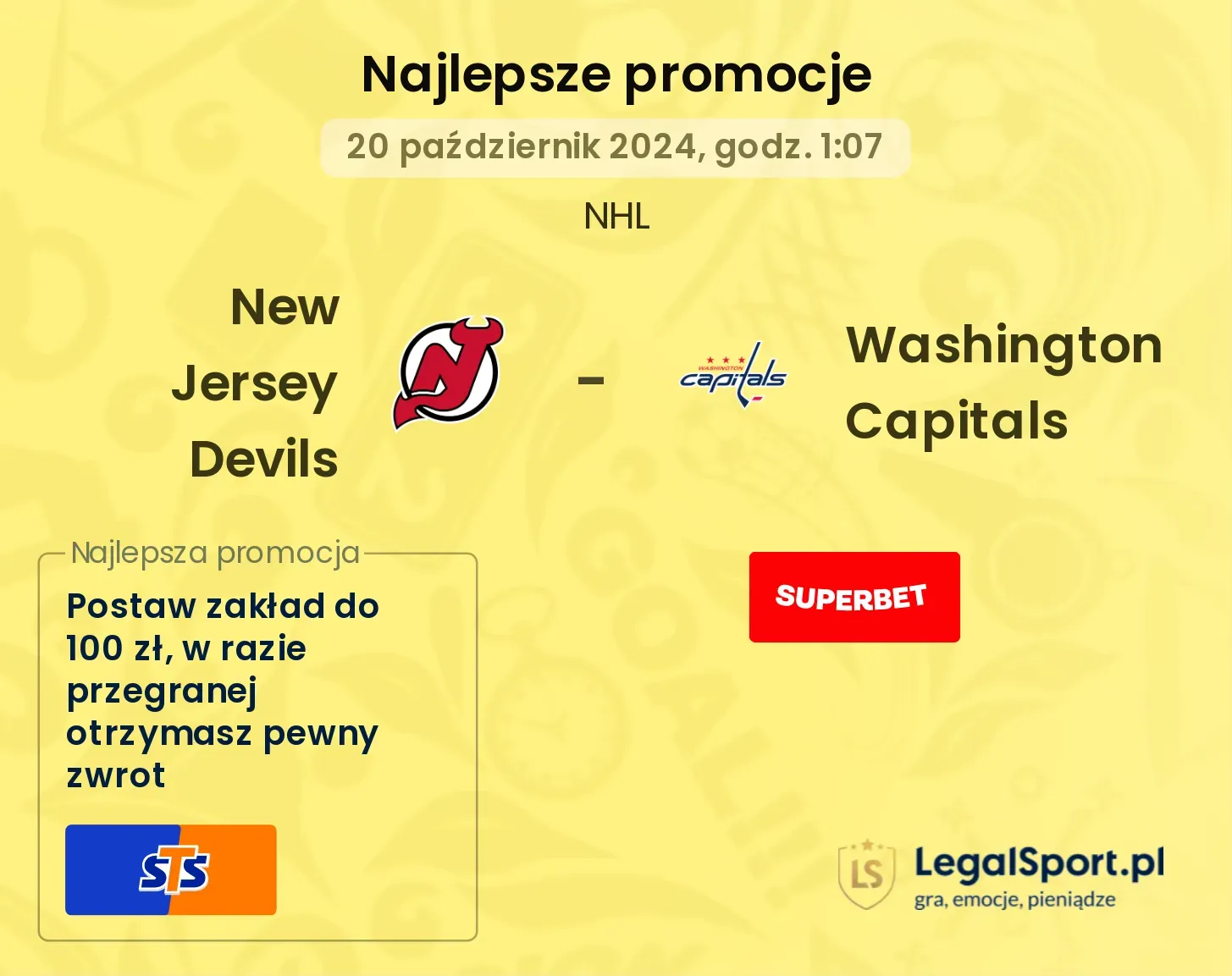 New Jersey Devils - Washington Capitals promocje bonusy na mecz