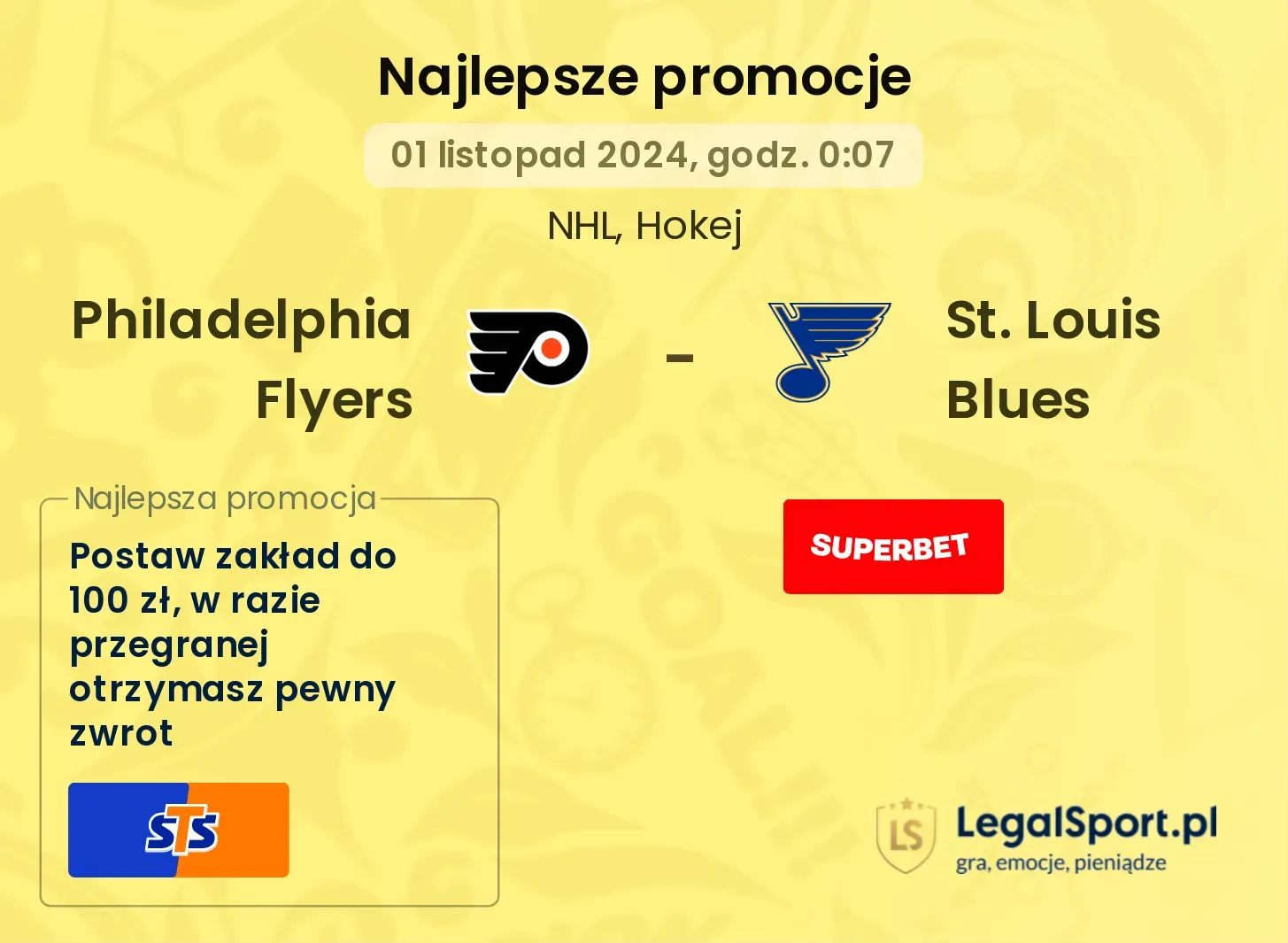 Philadelphia Flyers - St. Louis Blues promocje bonusy na mecz