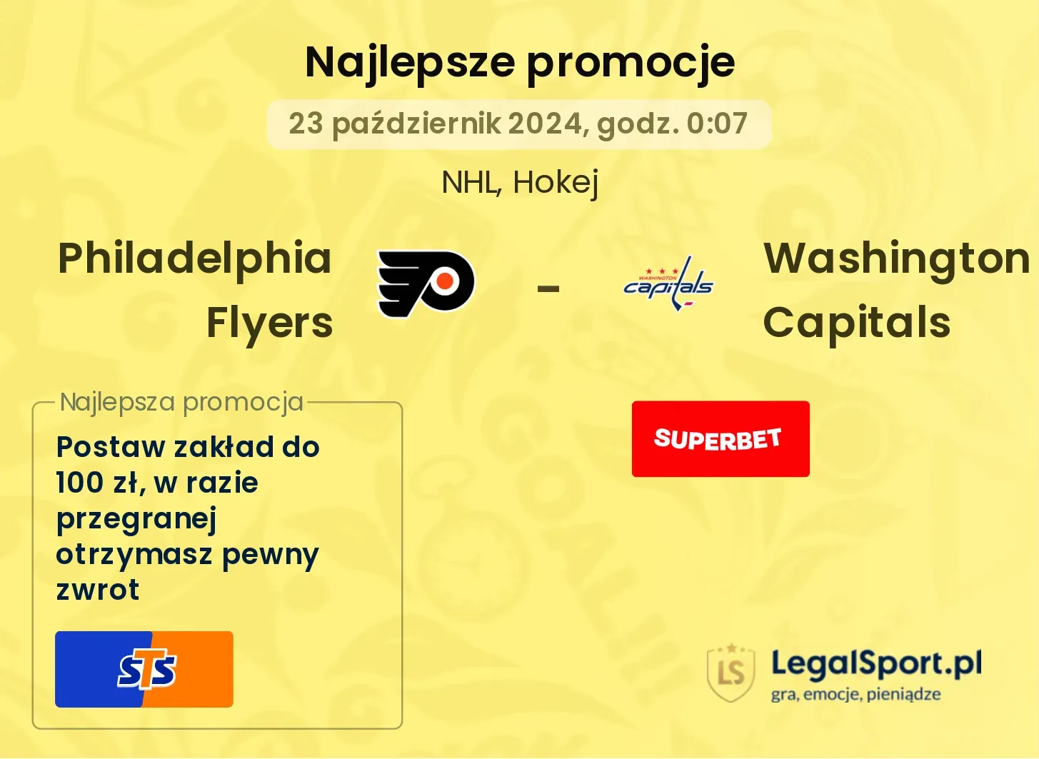 Philadelphia Flyers - Washington Capitals promocje bonusy na mecz