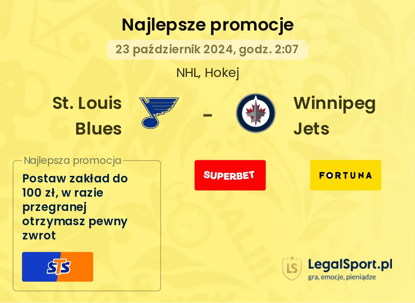 St. Louis Blues - Winnipeg Jets promocje bonusy na mecz