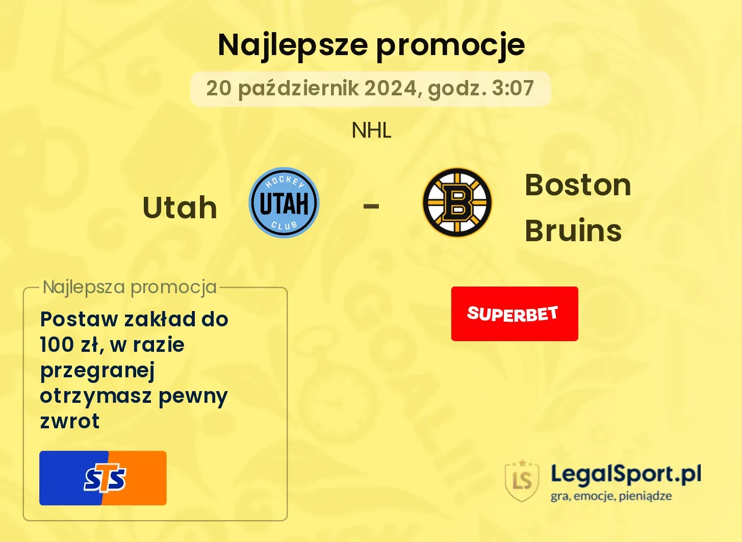 Utah - Boston Bruins promocje bonusy na mecz