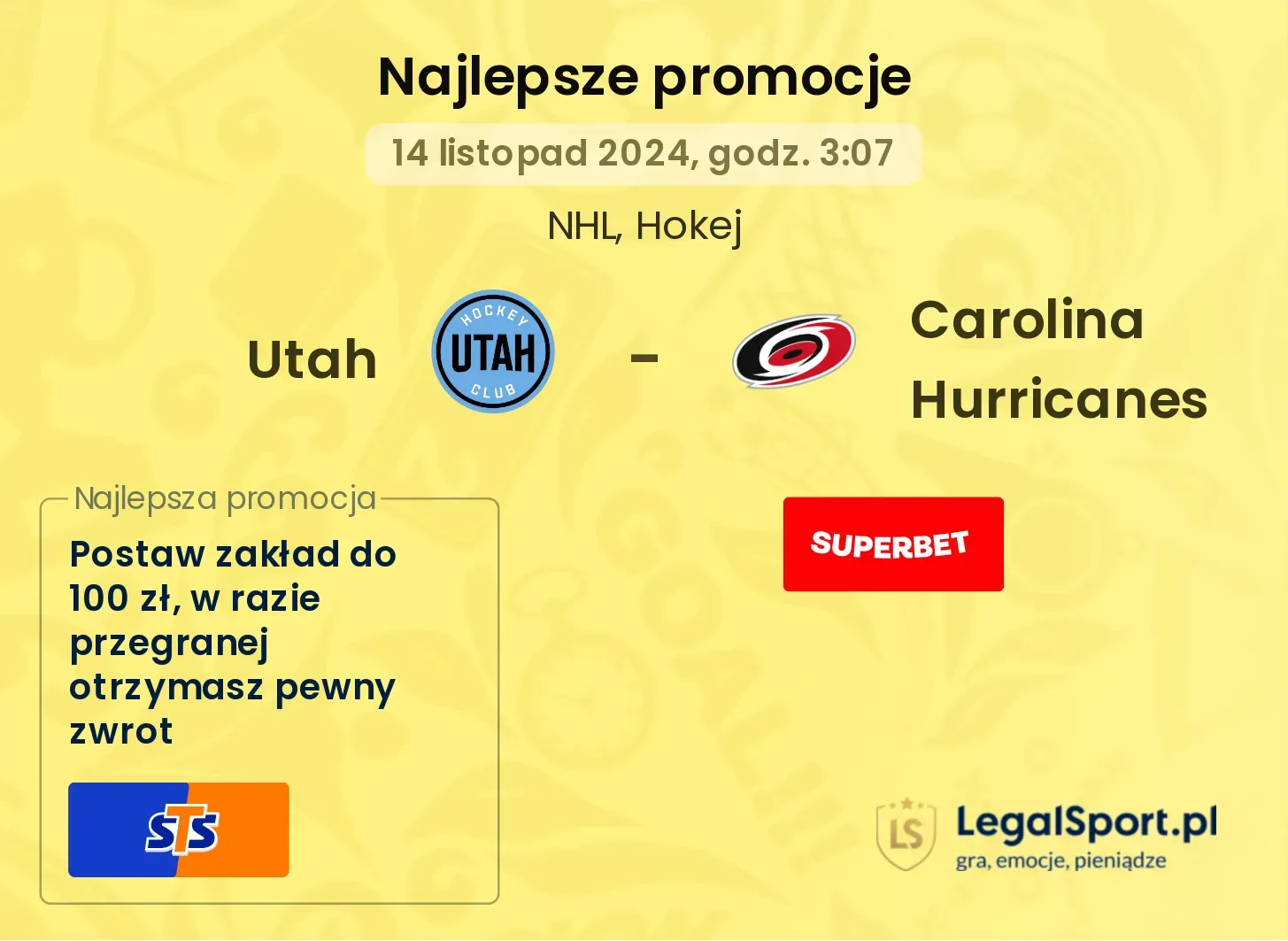 Utah - Carolina Hurricanes promocje bonusy na mecz