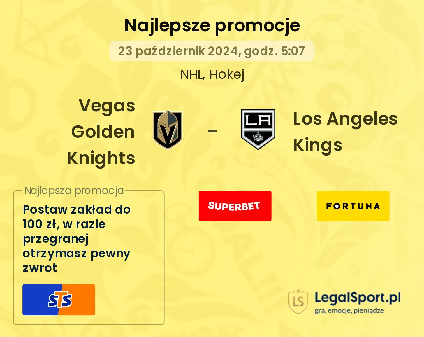 Vegas Golden Knights - Los Angeles Kings promocje bonusy na mecz