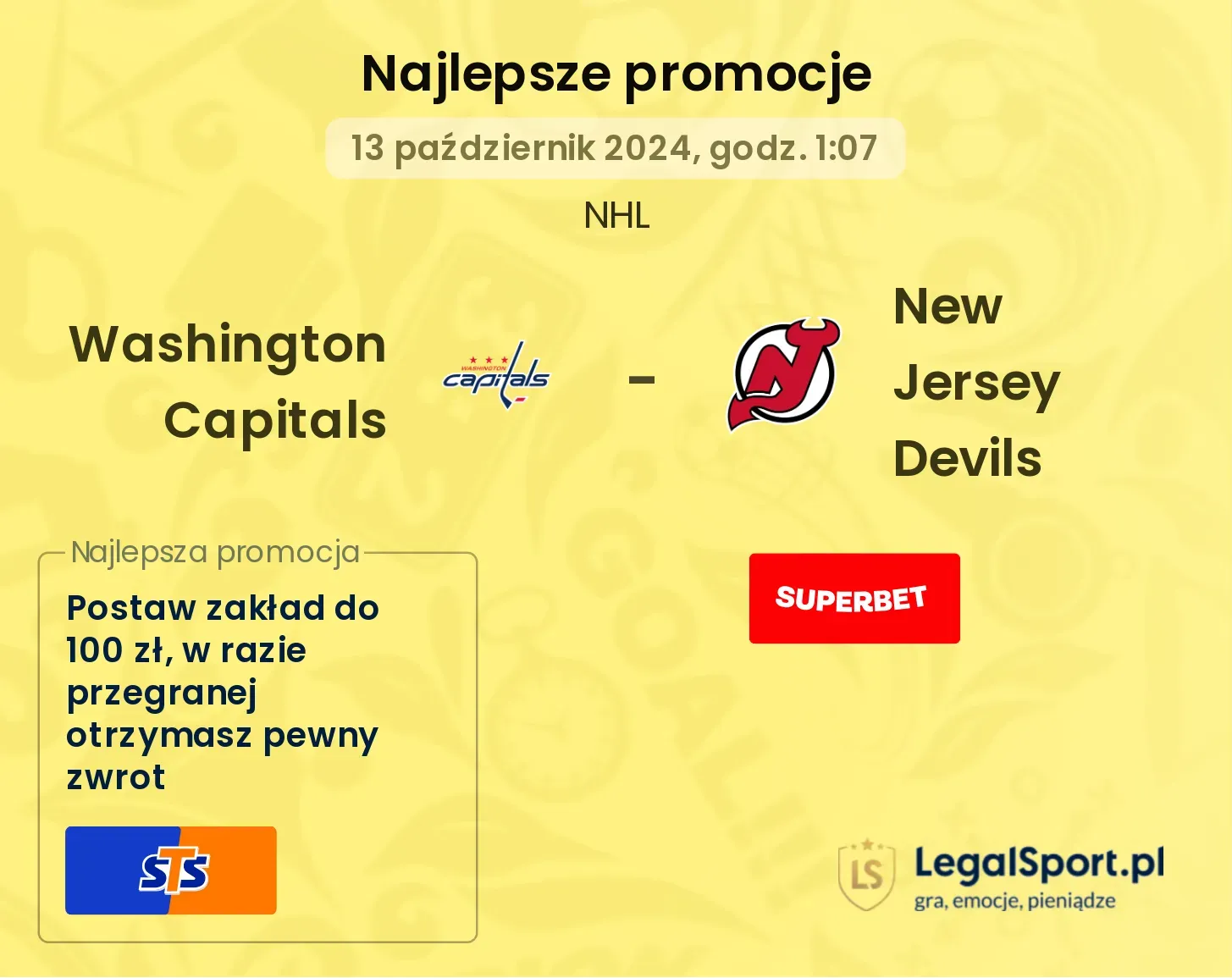 Washington Capitals - New Jersey Devils promocje bonusy na mecz