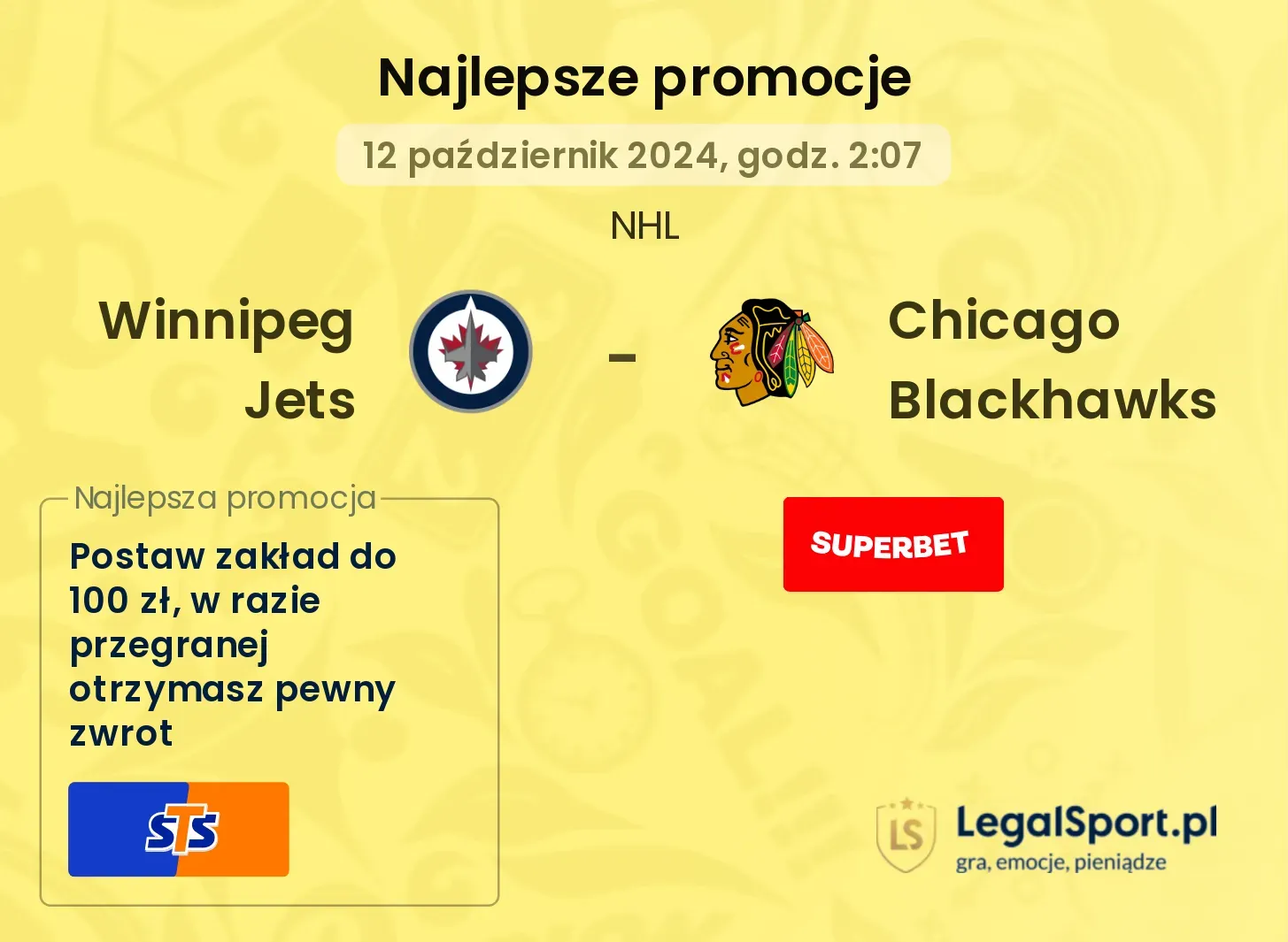 Winnipeg Jets - Chicago Blackhawks promocje bonusy na mecz