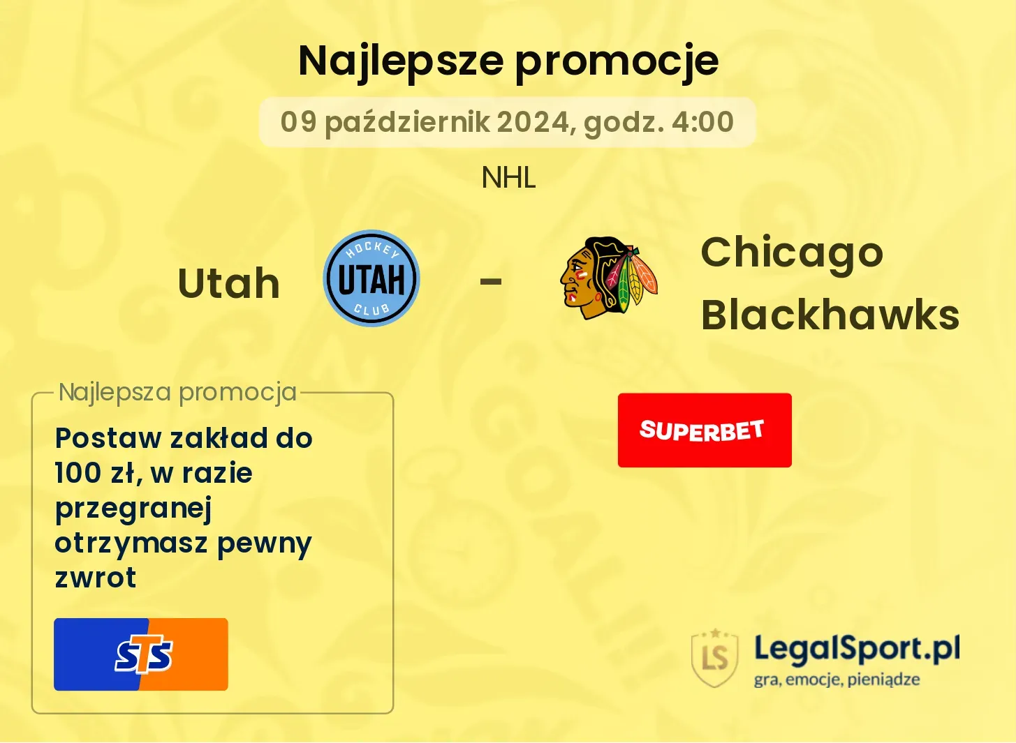 Utah - Chicago Blackhawks promocje bonusy na mecz