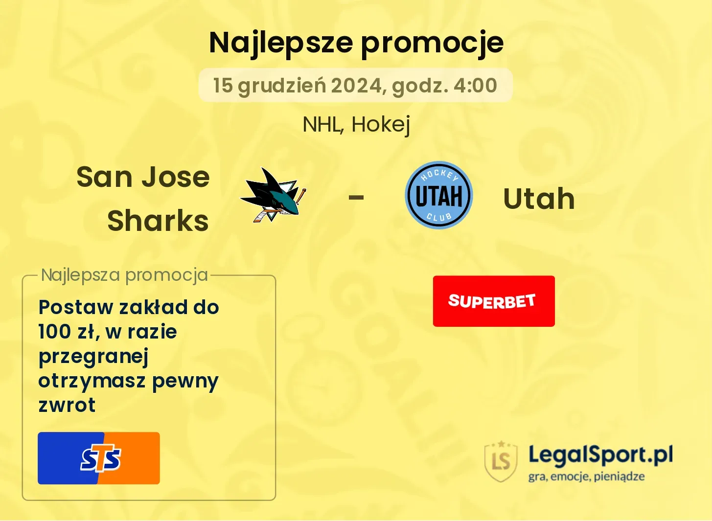 San Jose Sharks - Utah promocje bukmacherskie