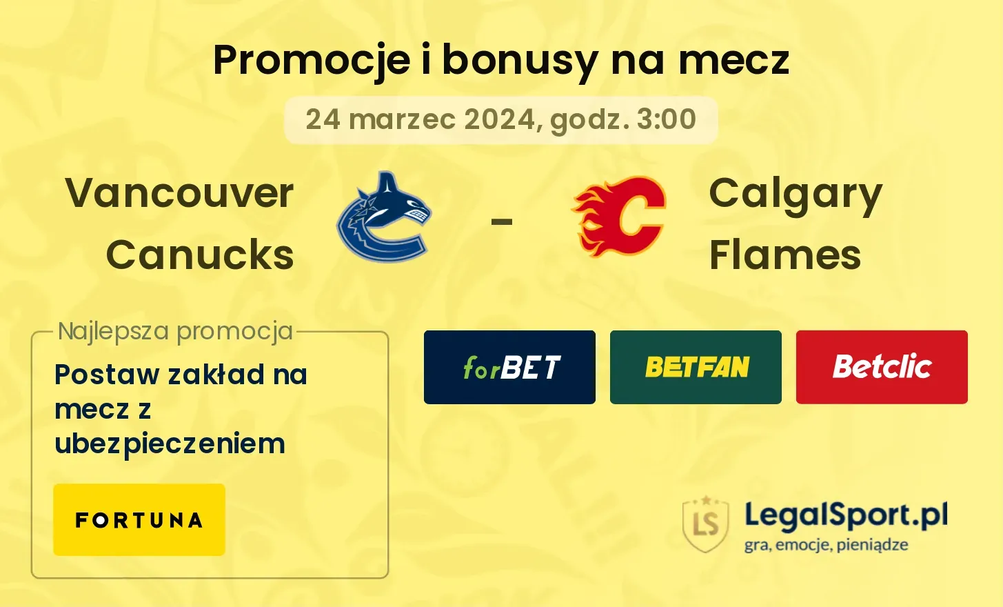 Vancouver Canucks - Calgary Flames promocje bonusy na mecz