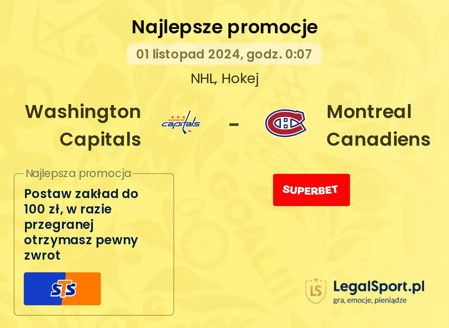 Washington Capitals - Montreal Canadiens promocje bonusy na mecz