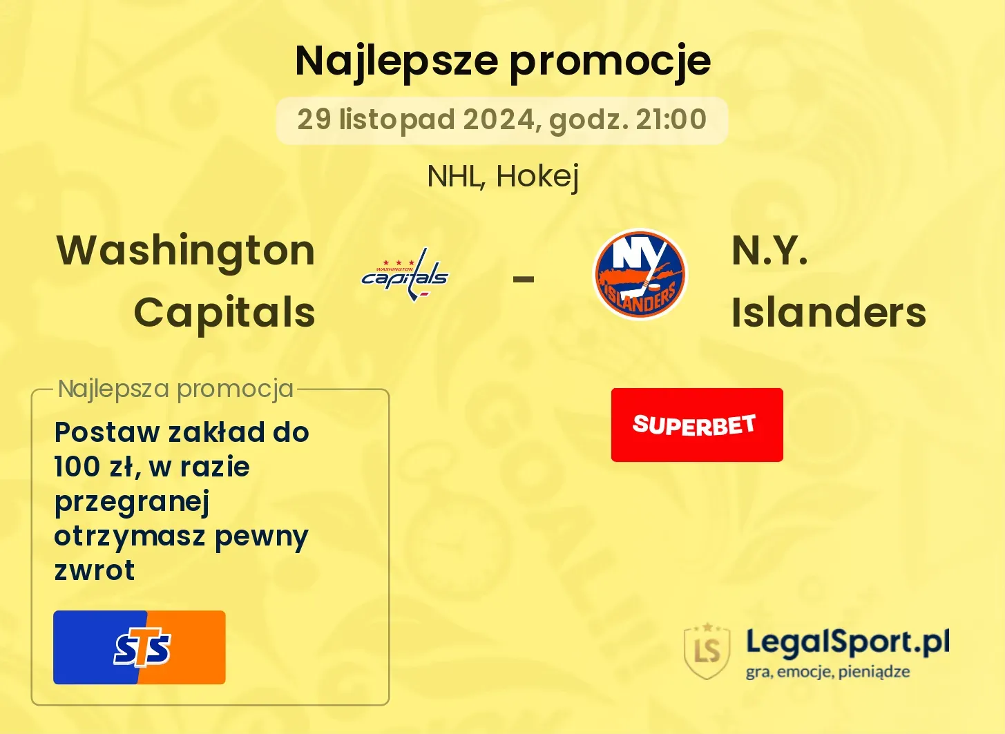 Washington Capitals - N.Y. Islanders promocje bonusy na mecz