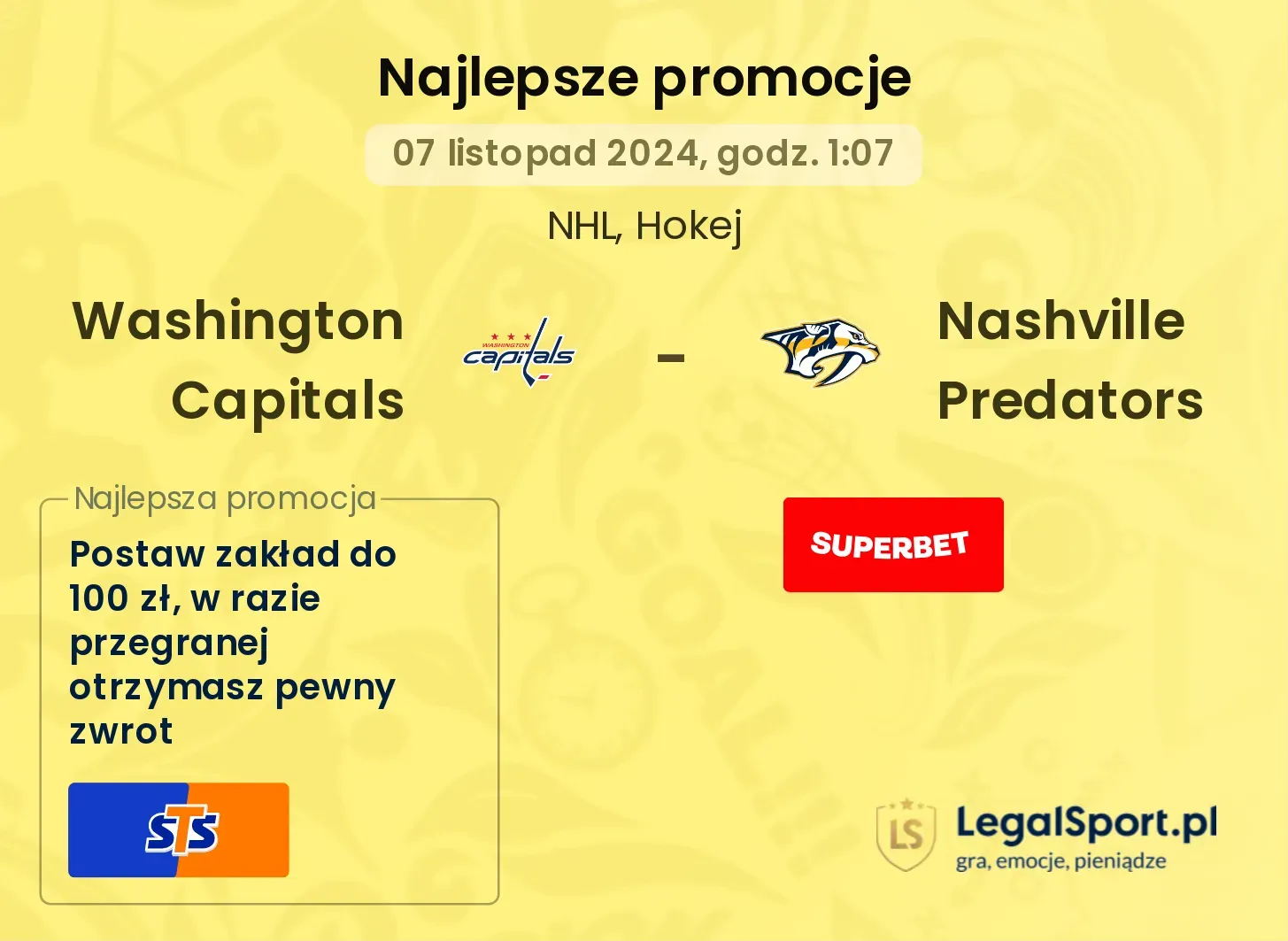 Washington Capitals - Nashville Predators promocje bonusy na mecz