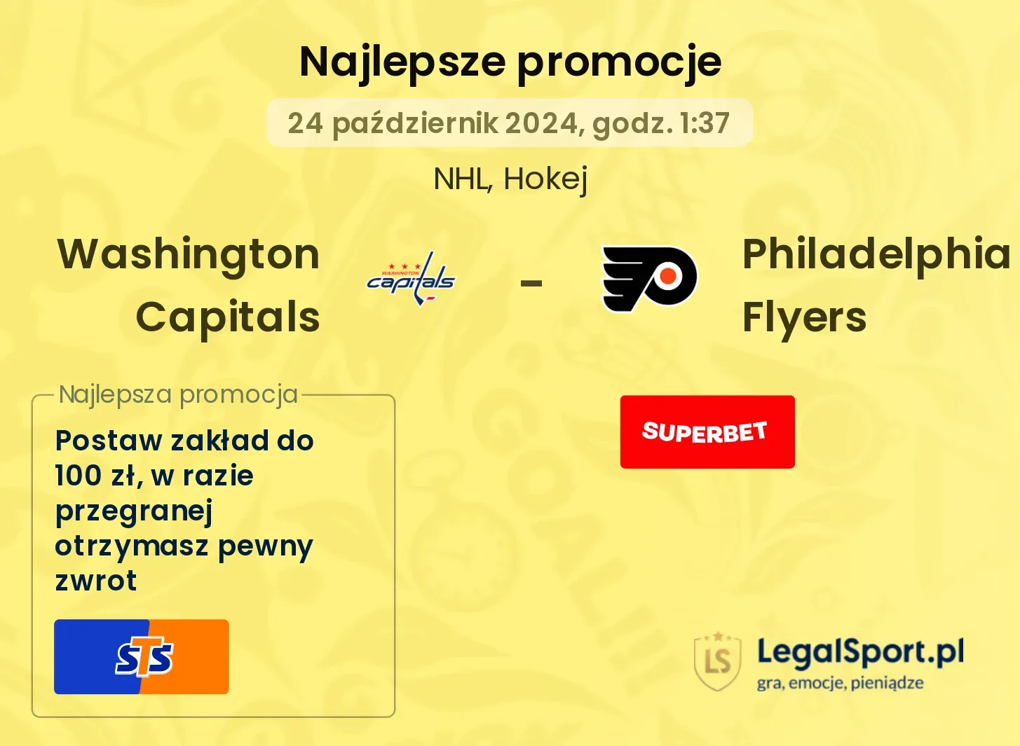 Washington Capitals - Philadelphia Flyers promocje bonusy na mecz