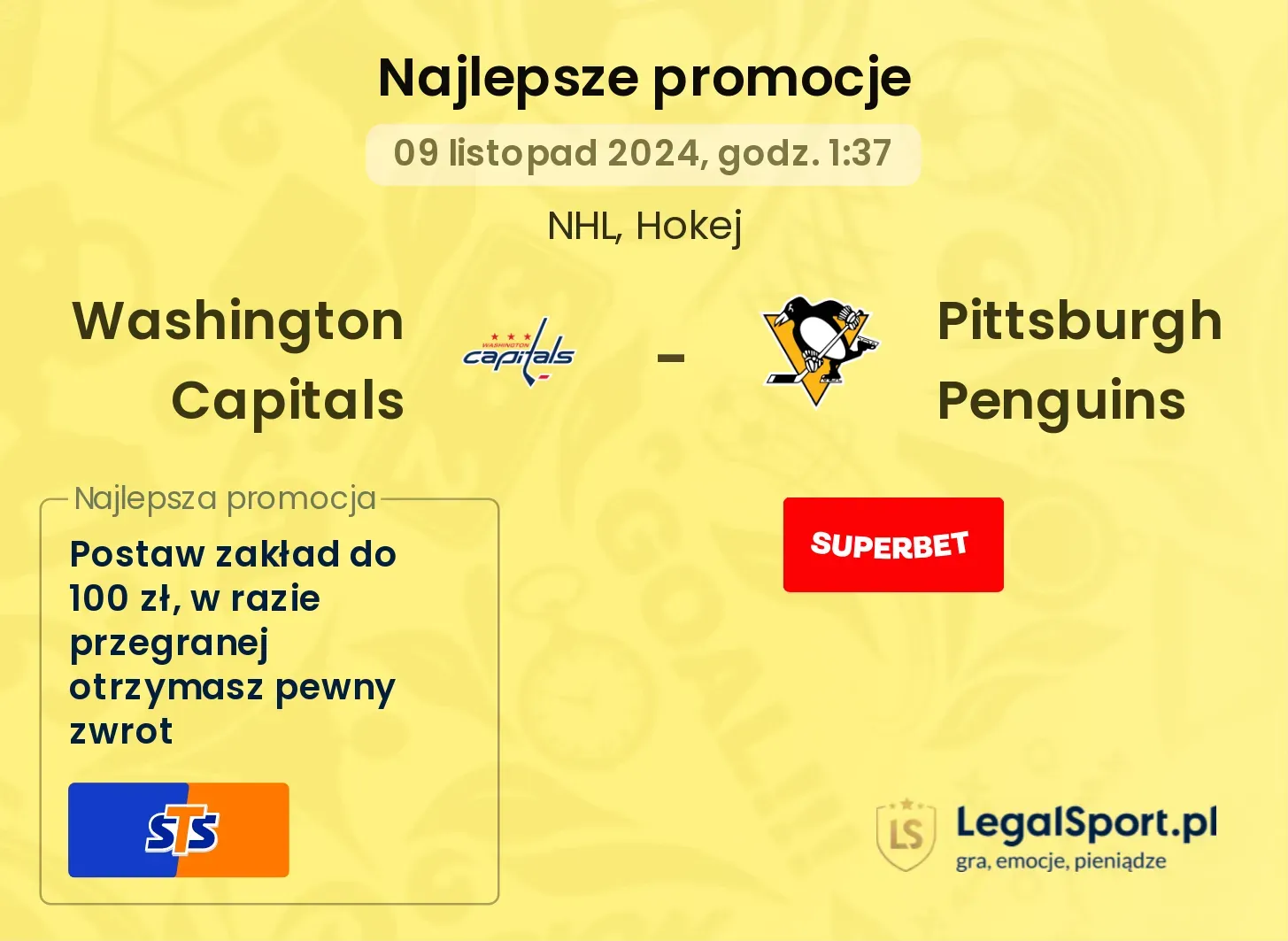 Washington Capitals - Pittsburgh Penguins promocje bonusy na mecz