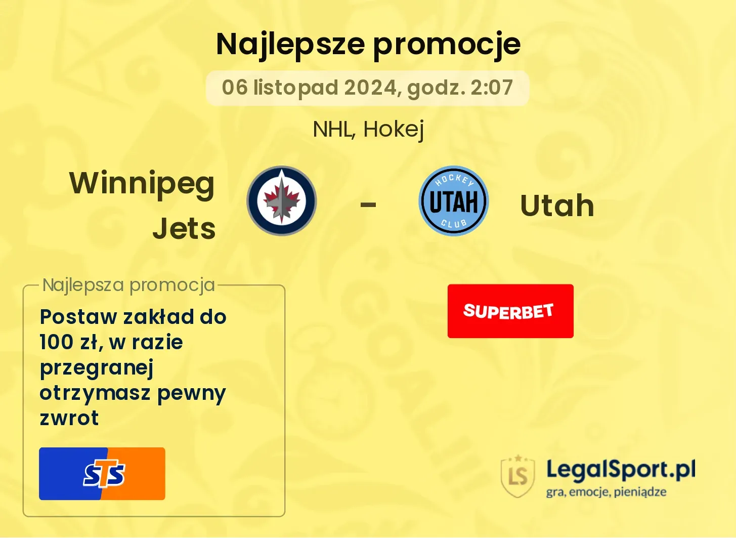 Winnipeg Jets - Utah promocje bonusy na mecz