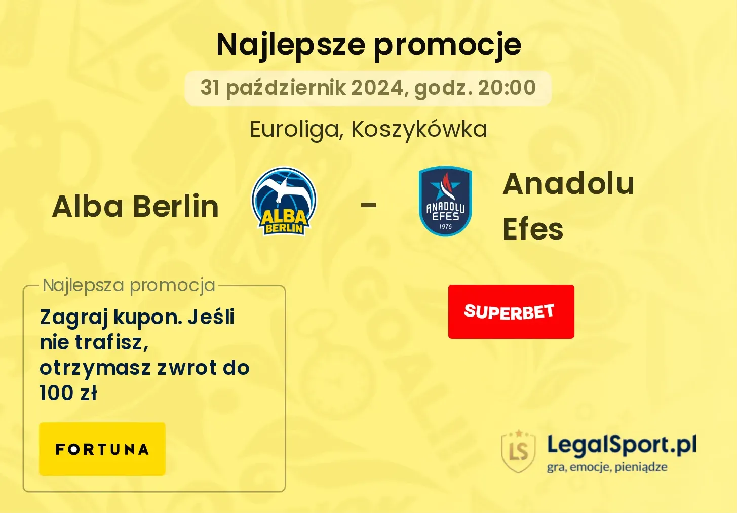 Alba Berlin - Anadolu Efes promocje bonusy na mecz