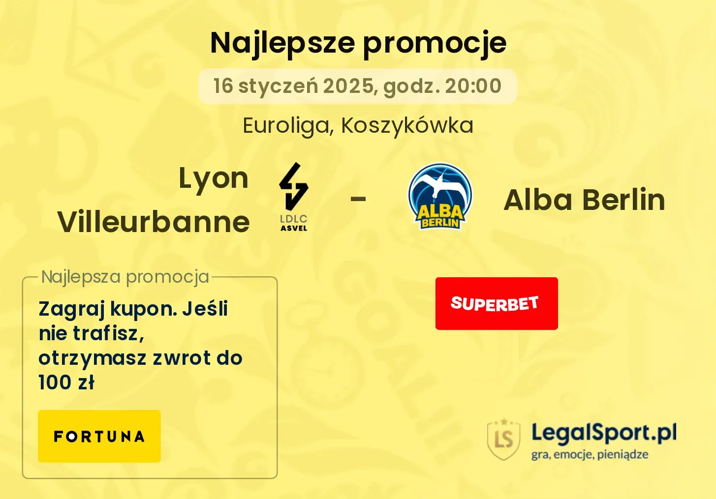 Lyon Villeurbanne - Alba Berlin promocje u bukmacherów