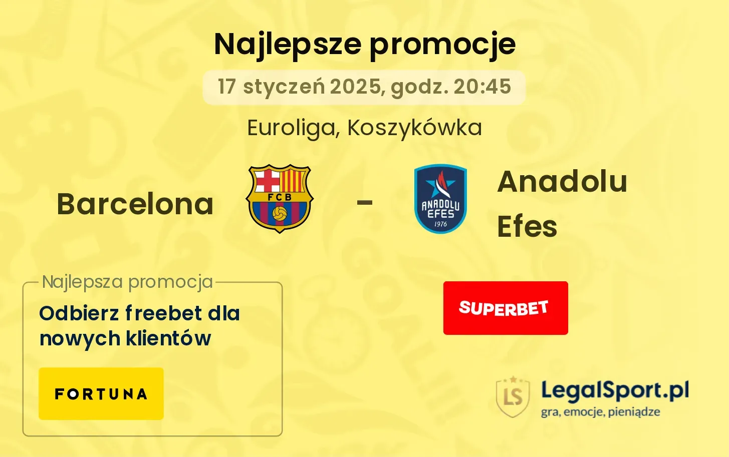 Barcelona - Anadolu Efes promocje u bukmacherów