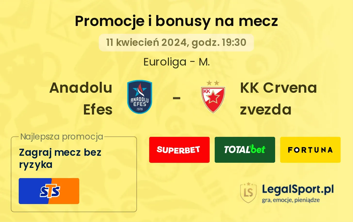 Anadolu Efes - KK Crvena zvezda promocje bonusy na mecz