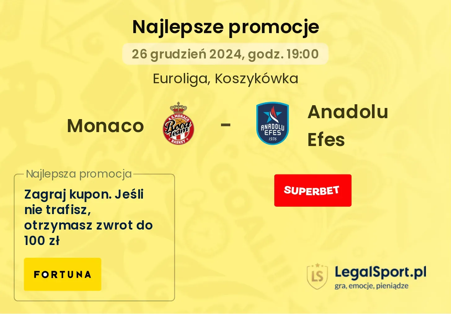 Anadolu Efes - Monaco promocje bonusy na mecz