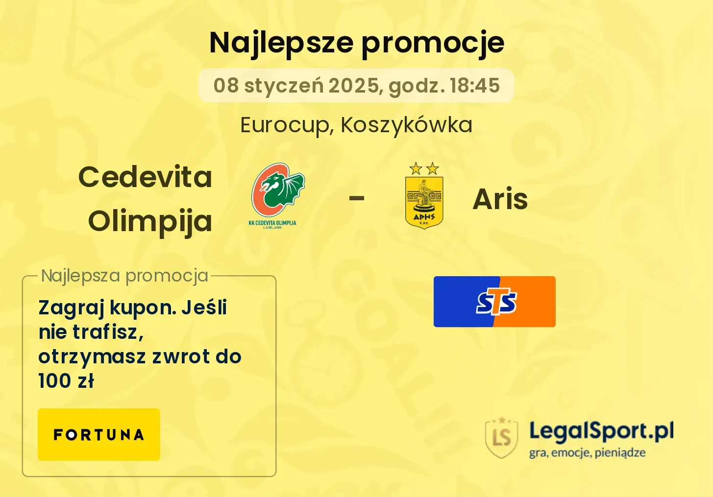 Cedevita Olimpija - Aris promocje bukmacherskie