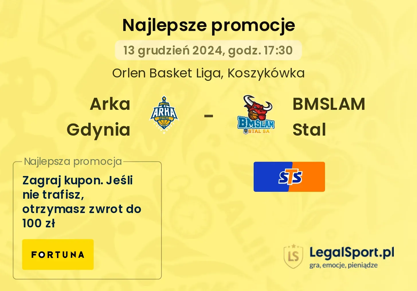 Arka Gdynia - BMSLAM Stal promocje bonusy na mecz