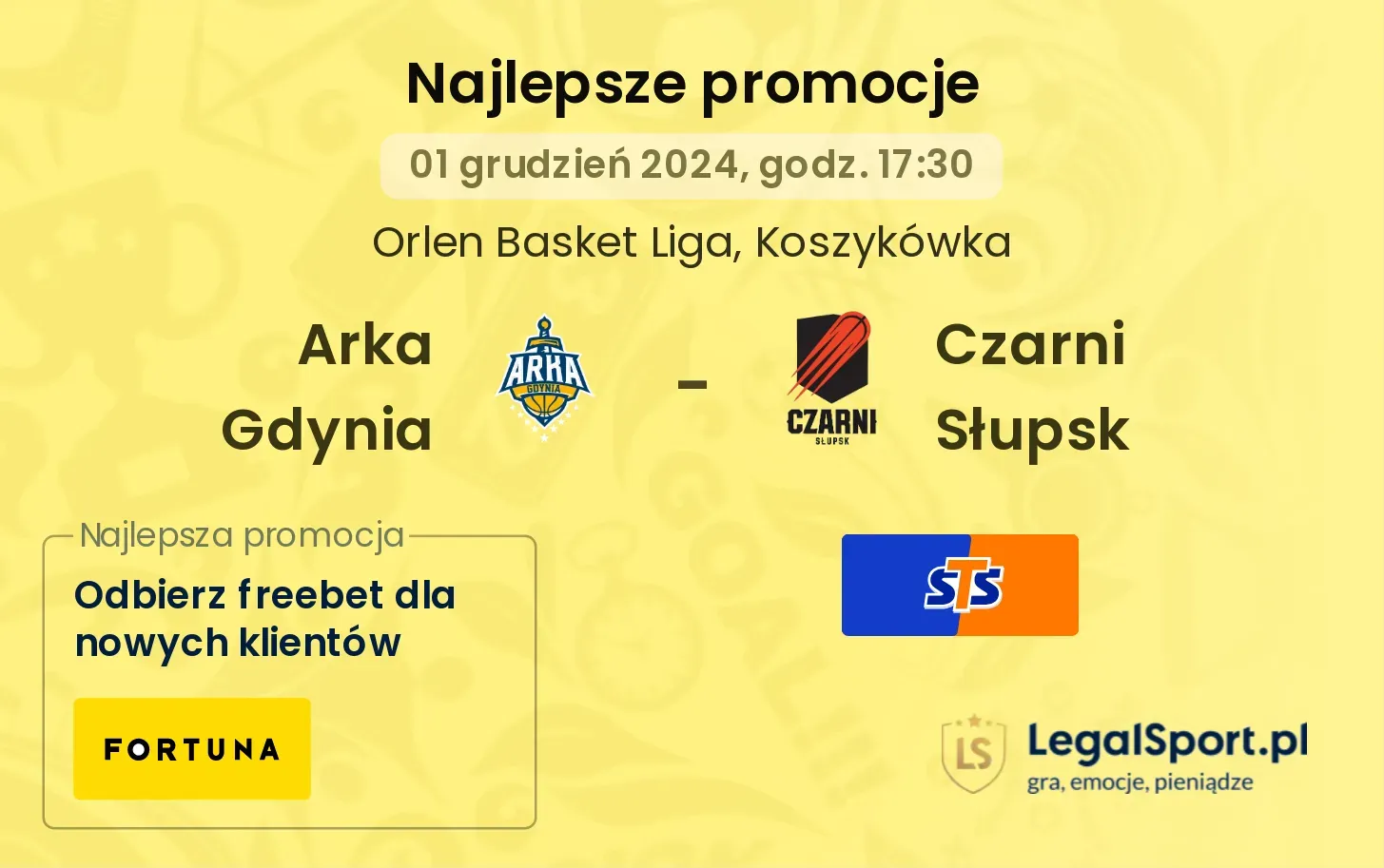 Arka Gdynia - Czarni Słupsk promocje bonusy na mecz