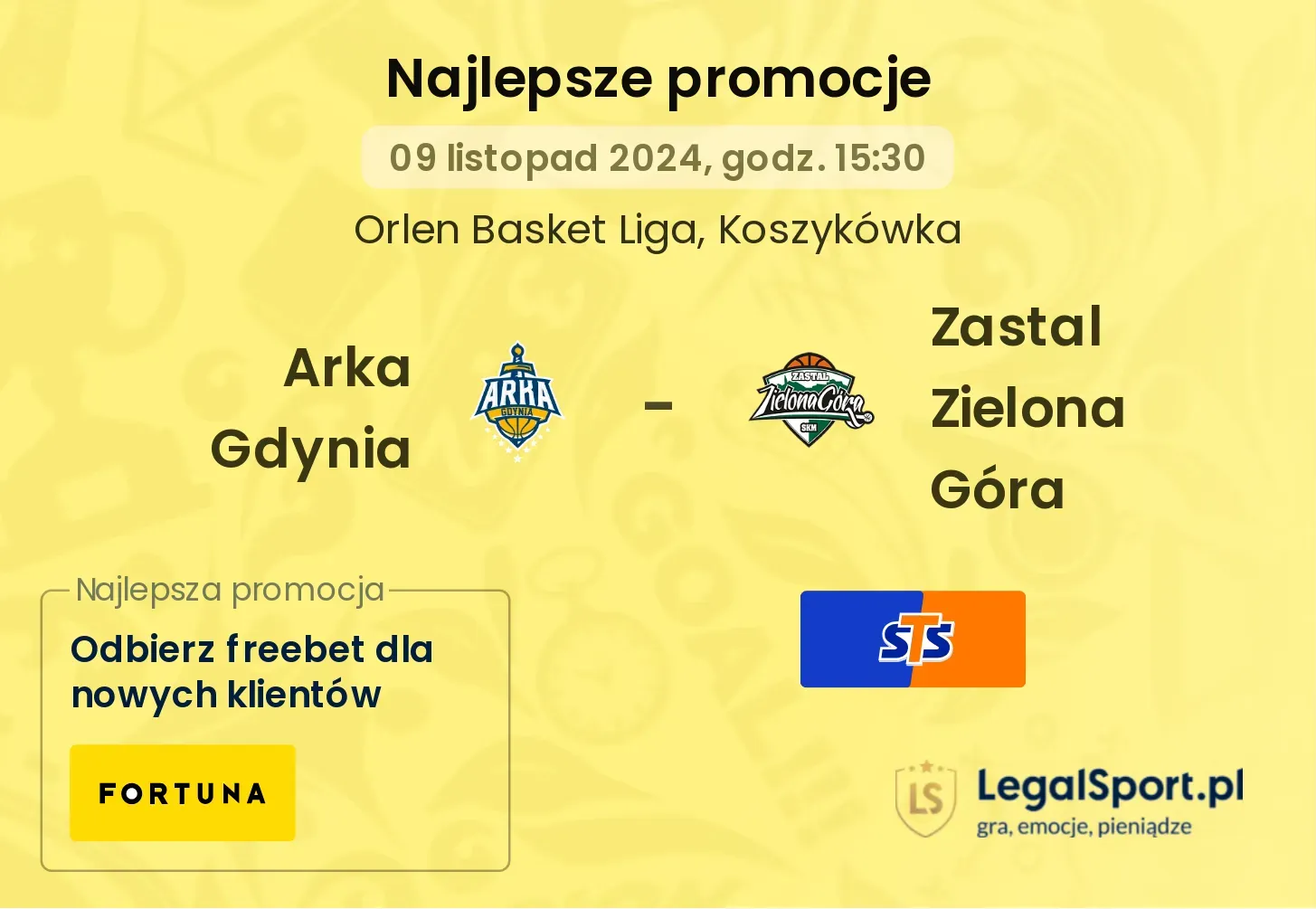 Arka Gdynia - Zastal Zielona Góra promocje bonusy na mecz