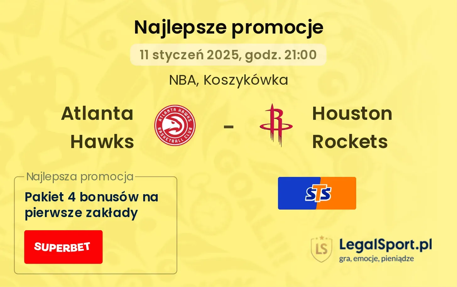 Atlanta Hawks - Houston Rockets promocje bonusy na mecz