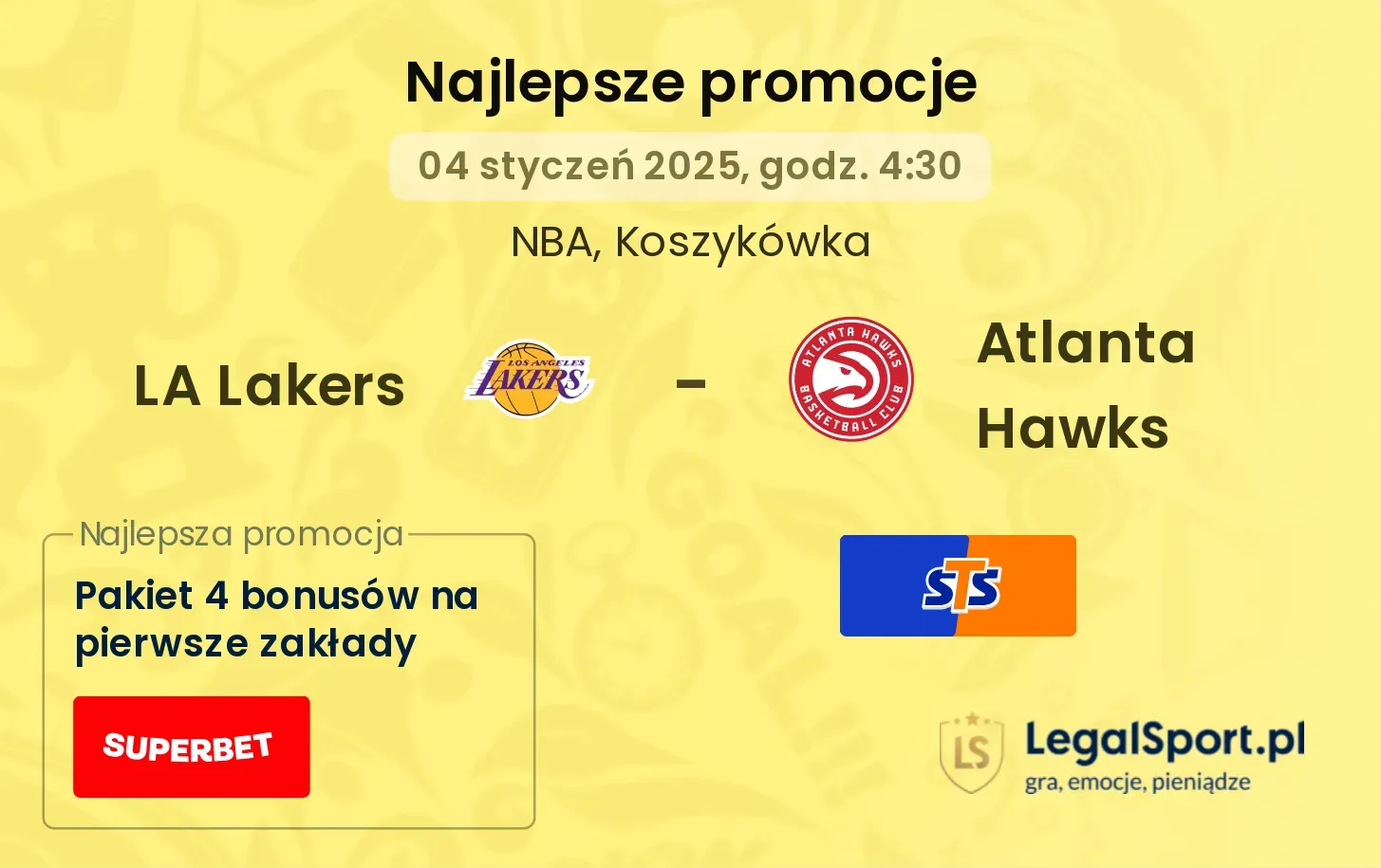 Atlanta Hawks - LA Lakers promocje bonusy na mecz