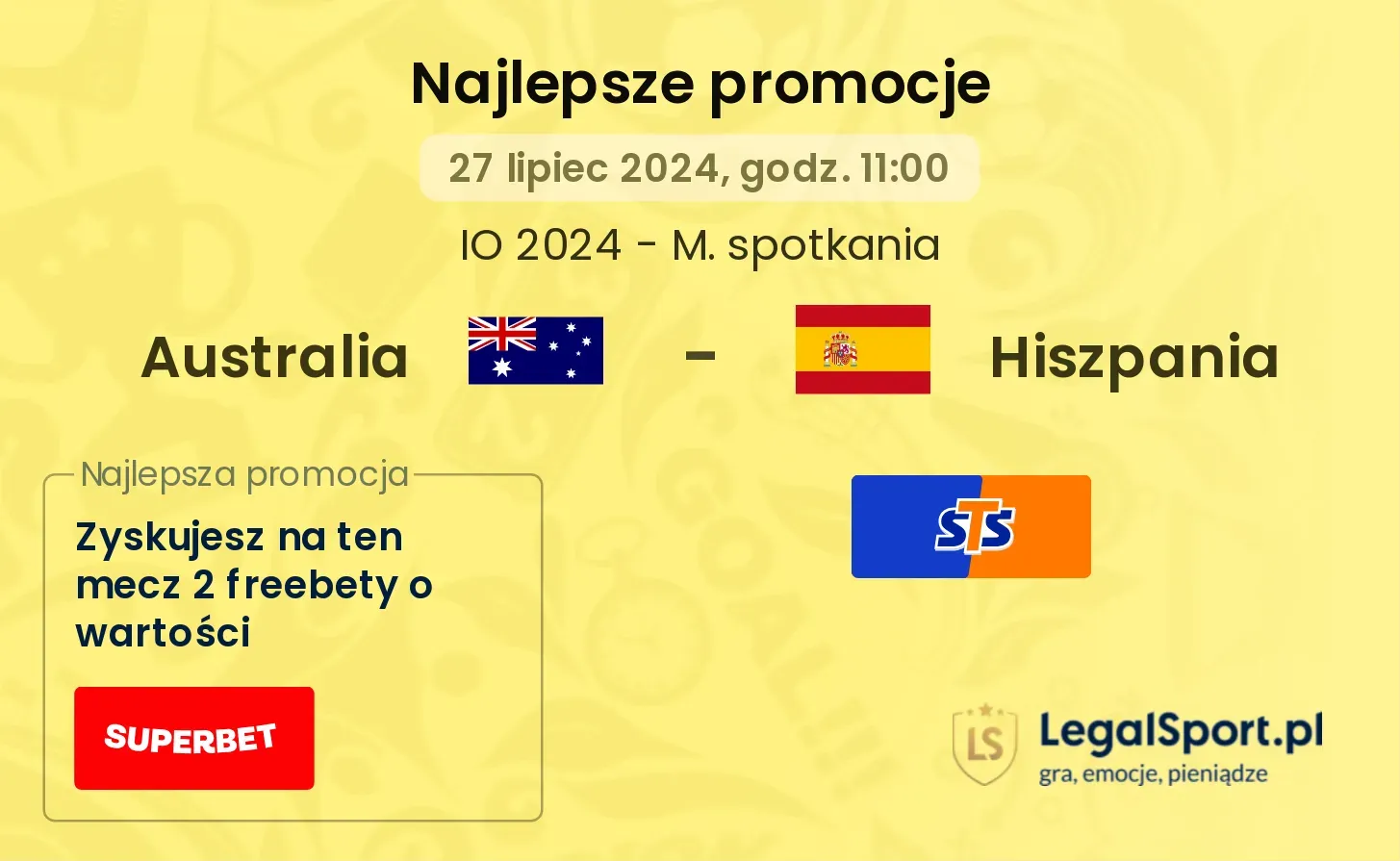 Australia - Hiszpania promocje bonusy na mecz