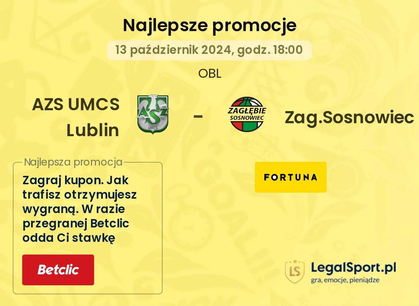 AZS UMCS Lublin - Zag.Sosnowiec promocje bonusy na mecz