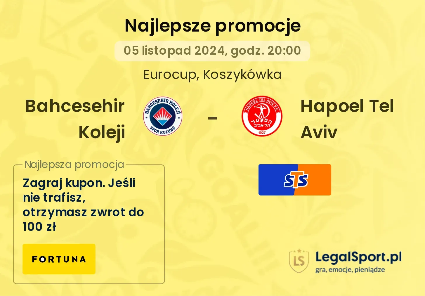 Bahcesehir Koleji - Hapoel Tel Aviv promocje bonusy na mecz