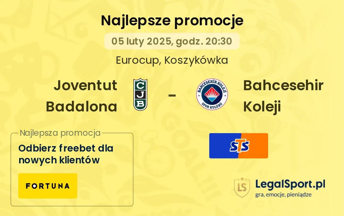 Bahcesehir Koleji - Joventut Badalona promocje bukmacherskie