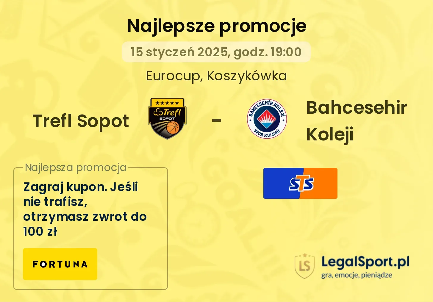 Trefl Sopot - Bahcesehir Koleji promocje u bukmacherów