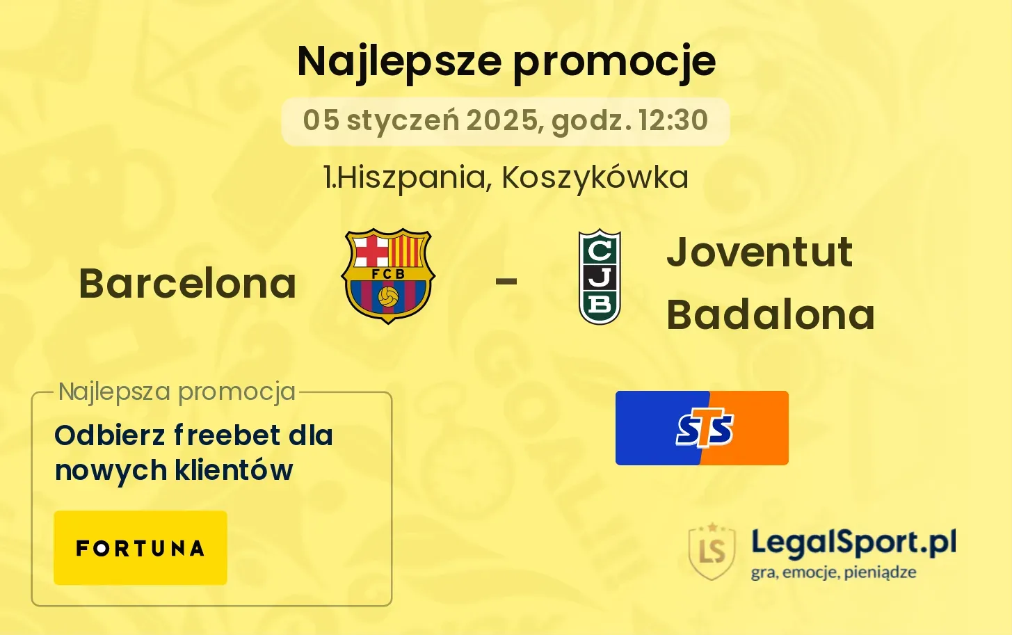 Barcelona - Joventut Badalona promocje bonusy na mecz