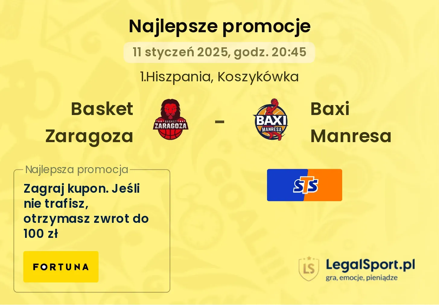 Basket Zaragoza - Baxi Manresa promocje bonusy na mecz