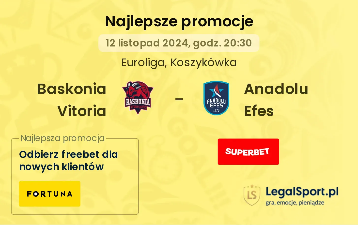 Baskonia Vitoria - Anadolu Efes promocje bonusy na mecz