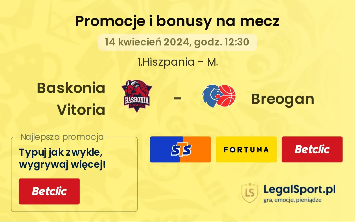 Baskonia Vitoria - Breogan promocje bonusy na mecz