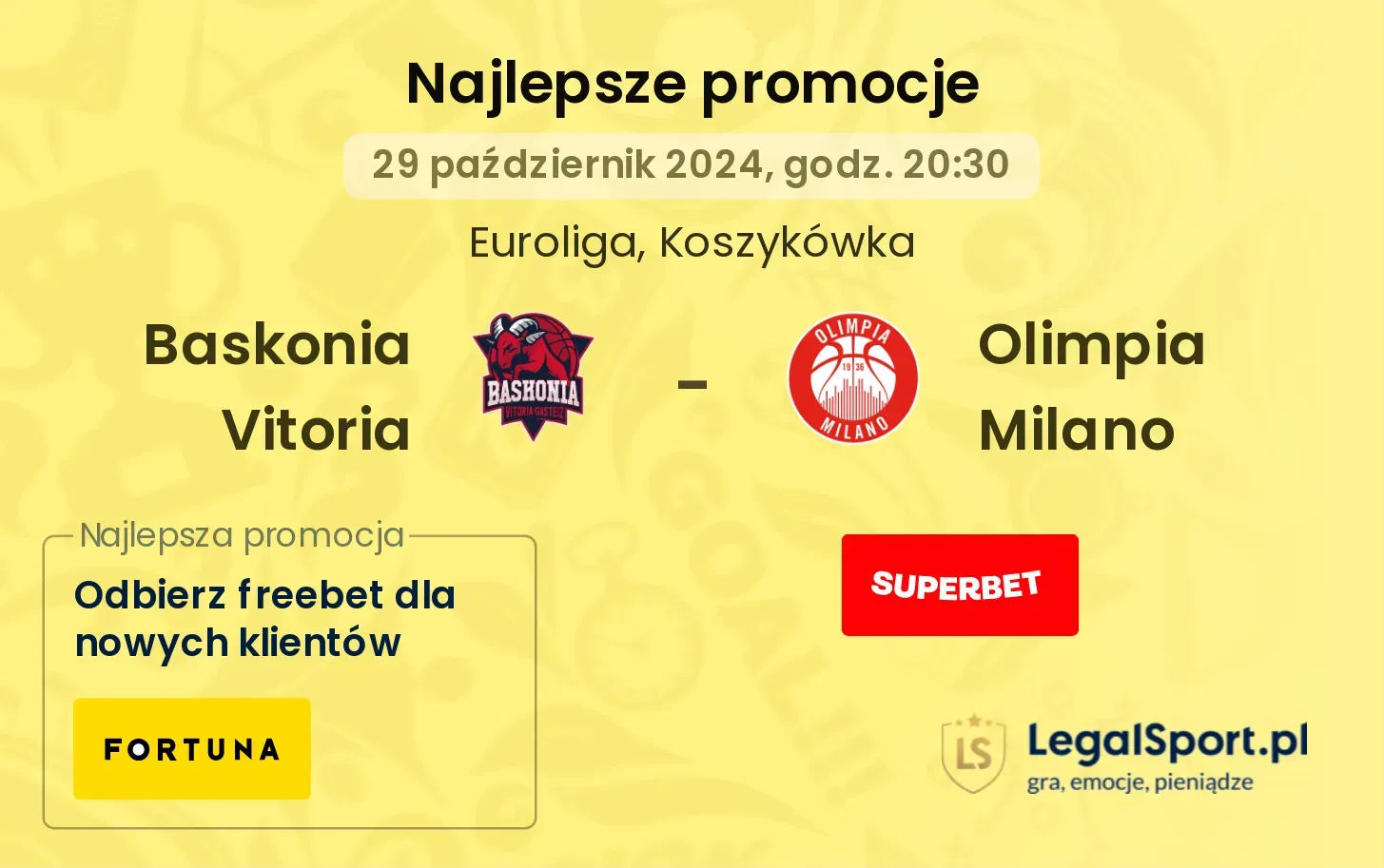 Baskonia Vitoria - Olimpia Milano promocje bonusy na mecz