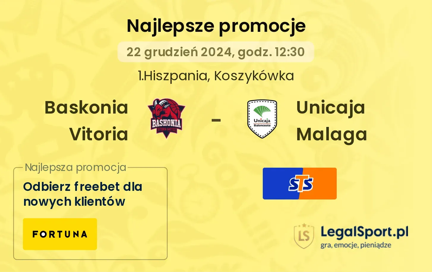 Baskonia Vitoria - Unicaja Malaga promocje bonusy na mecz